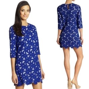 CYNTHIA STEFFE Blue Floral Lace Sheath Dress Size 2 X-Small